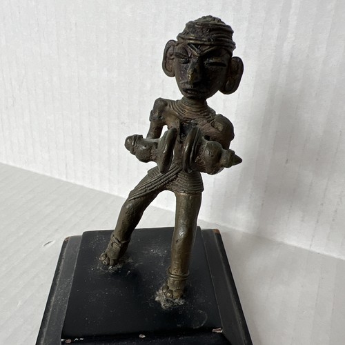 Vintage African Bronze Music Figurine Statue 4" Tall