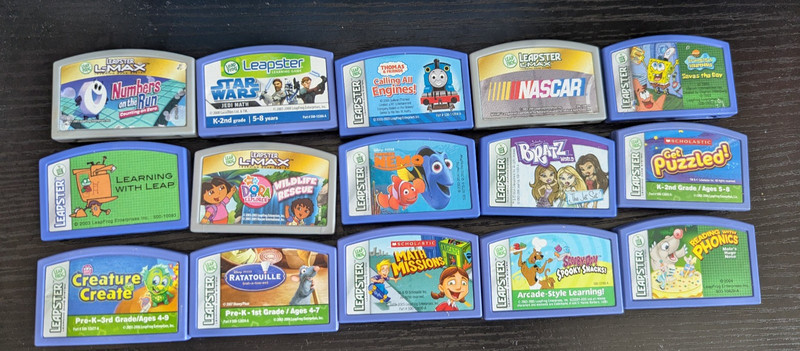Lot of 15 Leap Frog Leapster Learning Games. Star Wars, Spongebob, Dora, etc.
