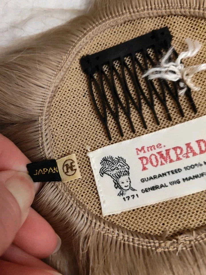 Peluca vintage Wiglet Mid Century para mujer 100 % cabello humano retro rubia años 50  Foto 4 de 4