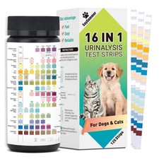 Pet Urine Test Strips 125 Count 16in1 UTI, Protein, Blood, pH Testing