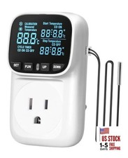 Digital Temperature Controller Outlet, 15A/1800W Heavy Duty Thermostat White-2M