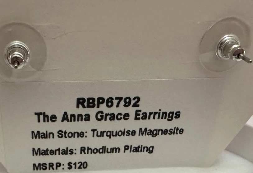 Pendientes BP Dic 2023 Turquesa/Rodio *The Anna Grace-RBP6792 Foto 4 de 4