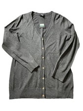 NWT Jones New York Sweater Cardigan Women  s Large Button Up Gray Preppy Career