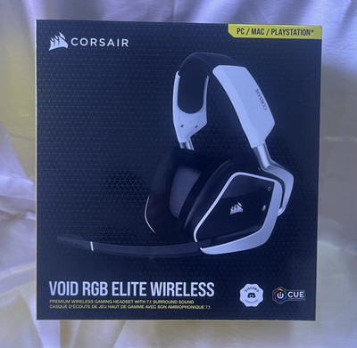 Corsair VOID RGB ELITE Wireless Headset Surround Sound Boom Mic Black/White