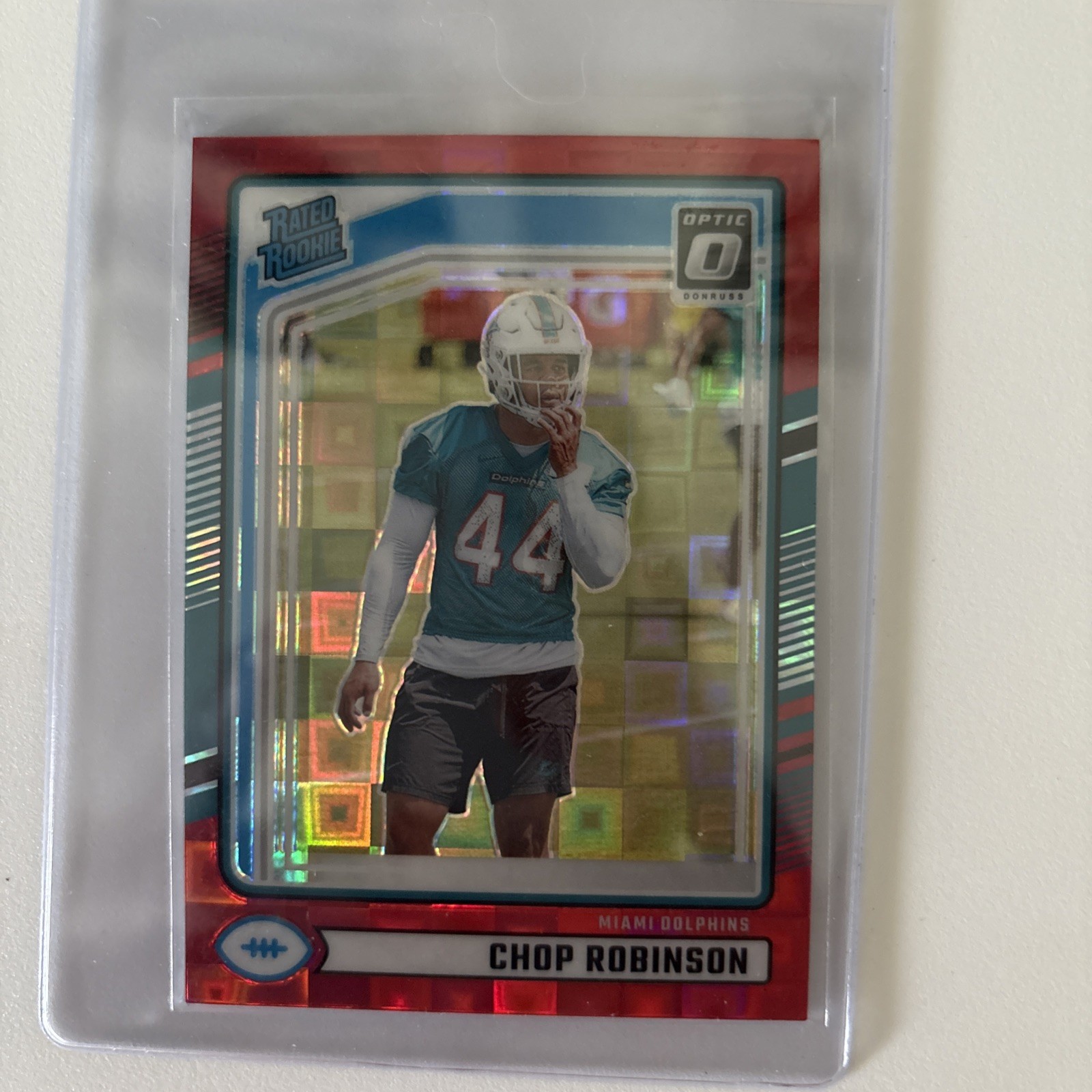 Chop Robinson 2024 Donruss Rated Rookie Red Pandora Optic Preview Miami Dolphins