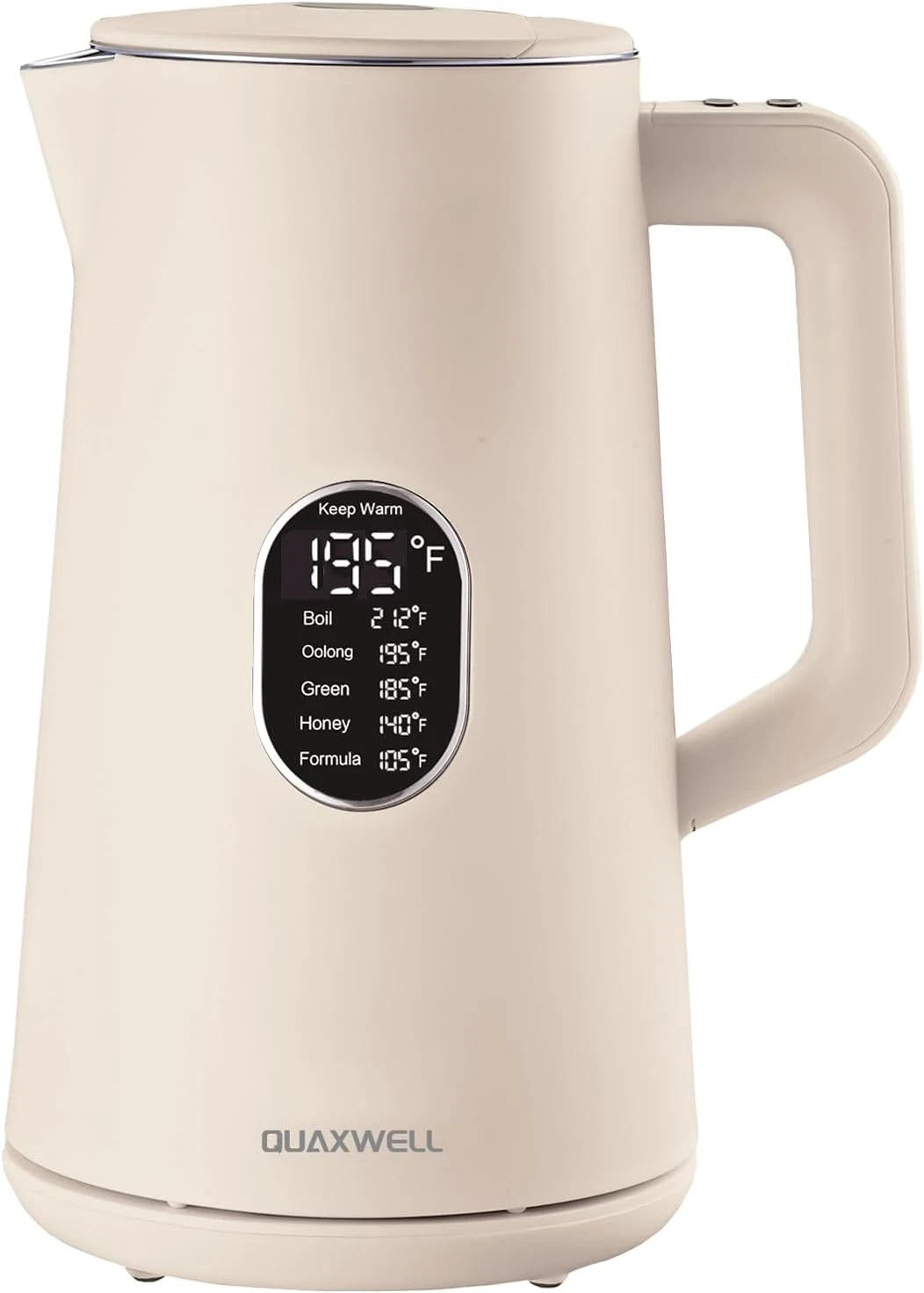 Electric Kettle 1.5L Stainless Steel Double Wall 5 Temp LED Keep Warm White
