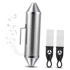 15'' x 3'' Guiro Instrument, Stainless Steel Guiro Shaker with 2 Scrapers,