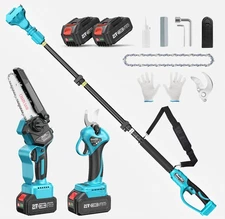 Cordless Pole Saw Hedge Trimmer Combo /Brushless Pruning Shears Combo 2*Battery