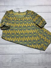 Geometric Butterfly Dress Womens Medium Yellow Shift Short Puff Sleeve Casual