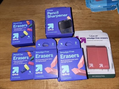 Target Up & Up School Supply Lot 22 Large Erasers 50 Cap Erasers 2 Sharpeners