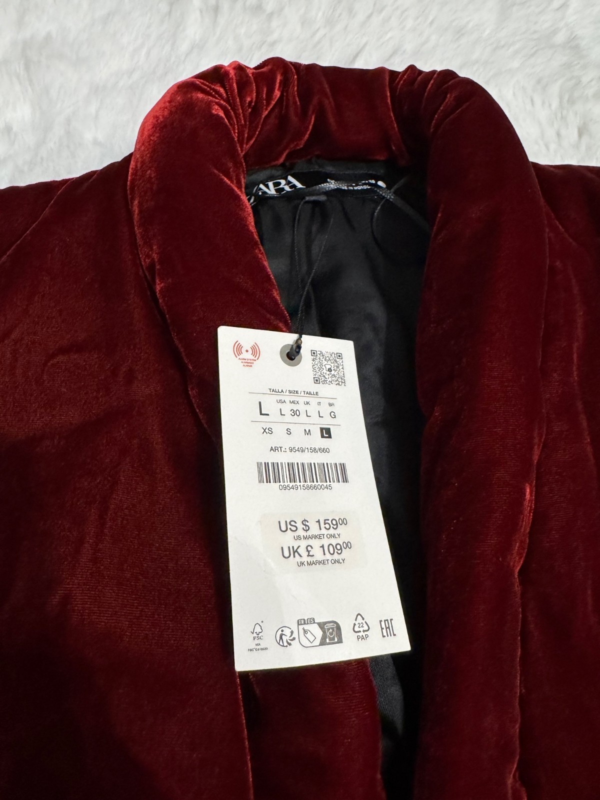 ZARA VELVET QUILTED JACKET LIMITED EDITION SIZE LARGE L BLAZER SHOULDER PADS image 3