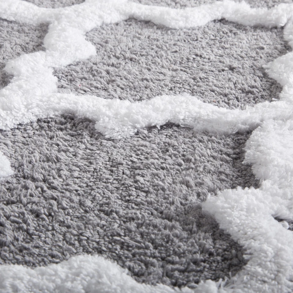 Alfombra de baño 100 % algodón extra larga felpa enrejado patrón celosía 24 x 60 pulgadas Foto 2 de 2