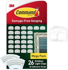 Command Outdoor Decorating Clips Pack of 26Mini Hooks & 30Small Adhesive Strips