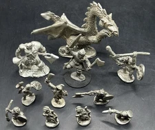 Lot of 11 Mixed Dungeons & Dragons Pewter Unpainted Miniature Figurines