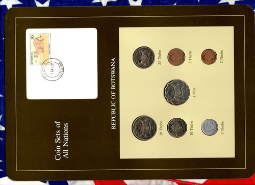 Coin Sets of All Nations Botswana 1981 & 1984 UNC Caraca1 Pula 2 Thebe 81