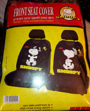 2 Snoopy Car Seat Covers Black Pair Peanuts Universal Front Seat New In Package