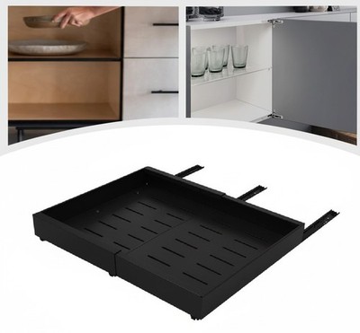 1 x Teleskop ausziehbare Schublade ausziehbar Schrank schwarz platzsparend Küche