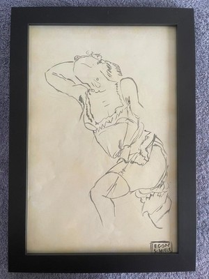 EGON SCHIELE  oil painting framed on sealed and signed wood