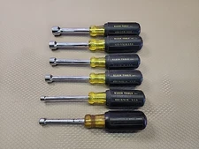 Klein Tools 6 Nut Driver Set SAE 630 Rubber Grip 3" Shaft USA
