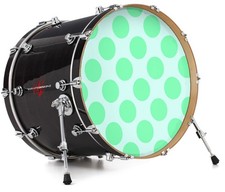 Vinyl Decal Skin for 20" Bass Kick Drum Head Kearas Polka Dots Green On Green
