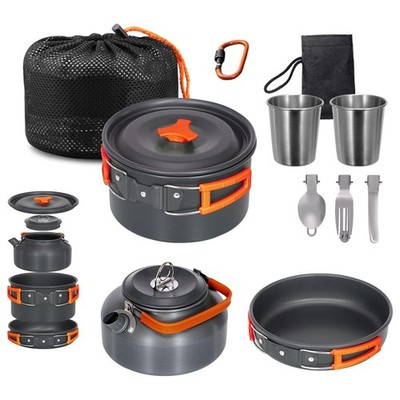 Camp Cookware- Pots/Pans/Kettle,Cooking Set for 4-5 People Hiking Picnic Fishing