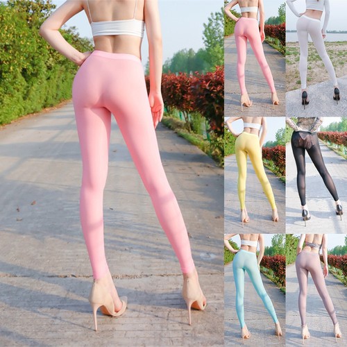 Women's Silky See Through Skinny Leggings High Elasticity 6 Hot Colors - Picture 4 of 39