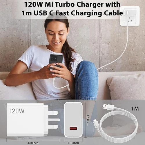 120W USB Plug Turbo Fast Charger for Xiaomi 14 Redmi Note 13 Pro+,with Cable 1M - Bild 5 von 5