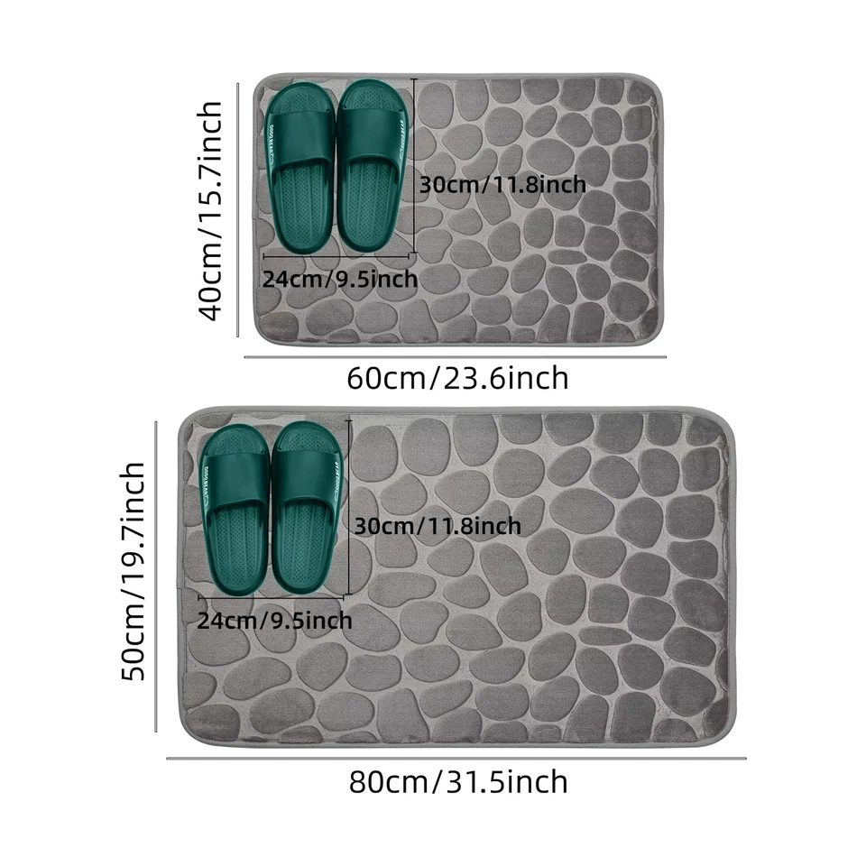 1 peça tapete antiderrapante de paralelepípedos para banheiro e absorve água e reduz - Imagem 3 de 4