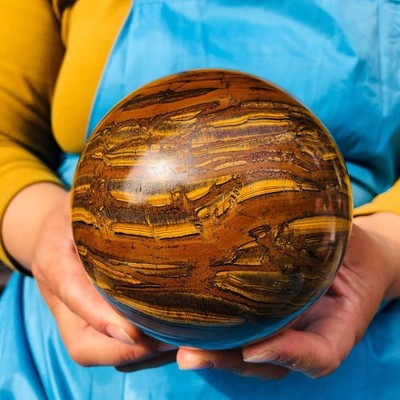 Rare 4.22 LB Natural Tiger's Eye Sphere Tumbled Tiger's Eye Ball Healing 4302
