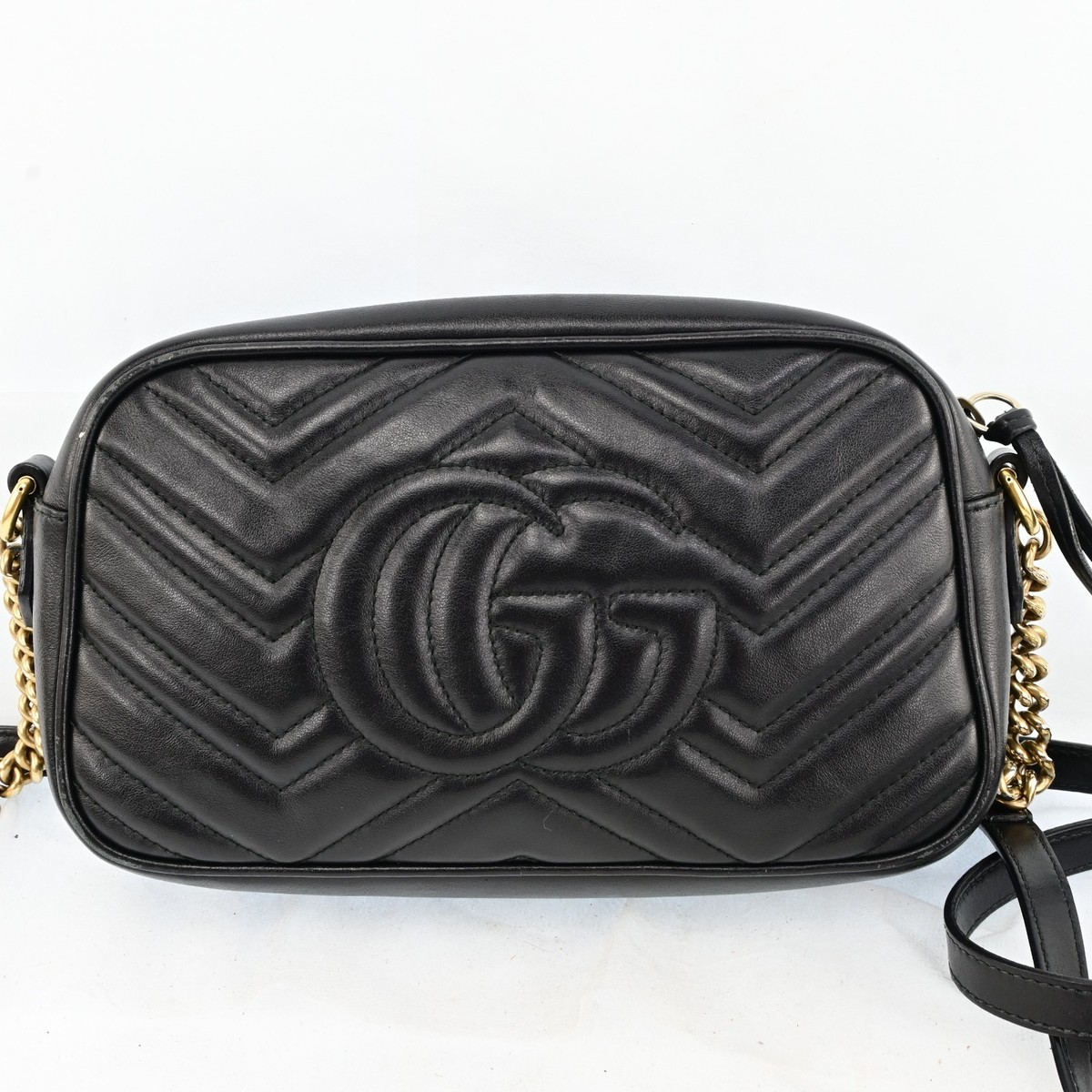 Auth GUCCI GG Marmont Chain Shoulder Cross Bag Leather 447632