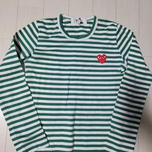 Comme des Garçons Green Stripe Long Sleeve T-Shirt S
