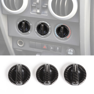 Carbon Fiber AC Knob Cover Trim Set For Jeep Wrangler JK 2007-2010 – 3-Piece