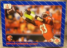 1991 AW Sports CFL Football Card - Derrick Crawford - Memphis State alumni - NM