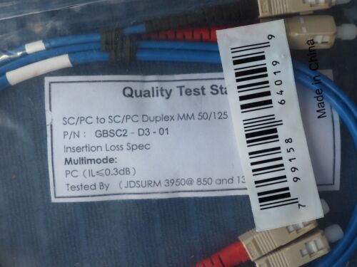 Two Allen Tel GBSC2-D3-01 Fiber Optic Patchcord SC To SC Duplex MM 50/125 3mm 1M - Picture 6 of 10