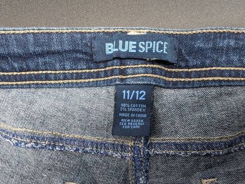 Blue Spice Distressed Denim Blue Jean Shorts Juniors Size 11/12 Medium Wash EUC - Picture 3 of 3