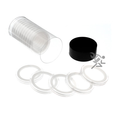 1.5oz Canadian Coin Holders, Black Capsule Tube & 15 Air-Tite X38mm White Rings