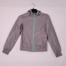 Zine Girls Light Weight/ Hiking Hooded Jacket Pockets Full Zip Gray Size S