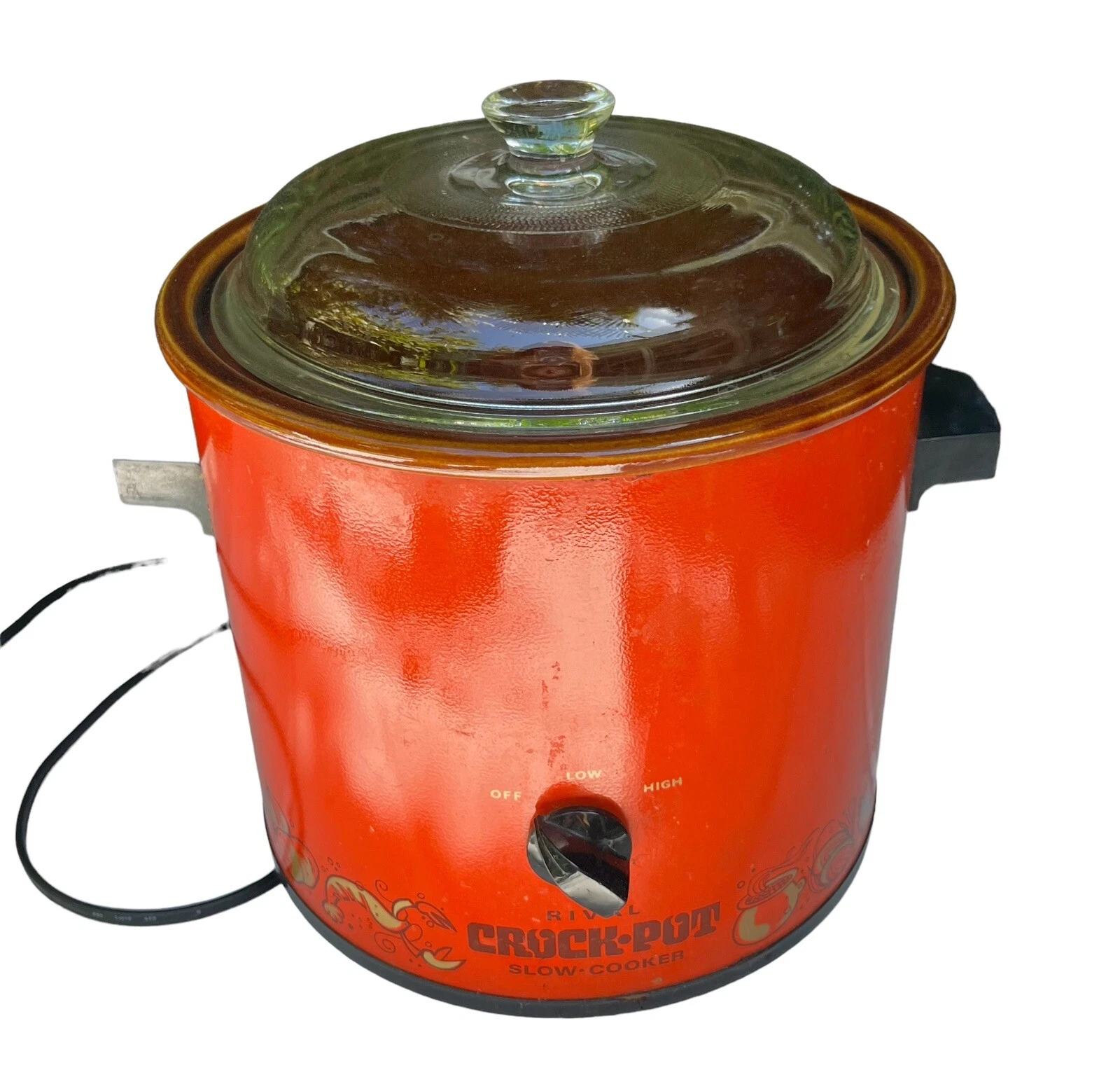 Vintage Orange Rival Crock Pot Slow Cooker 3.5 Qt Model 3100/2 Stoneware Working