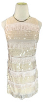 Eliza J Womens Pink Sequin Fringe Flapper 20s Dress Size 4 Petite Soft Party