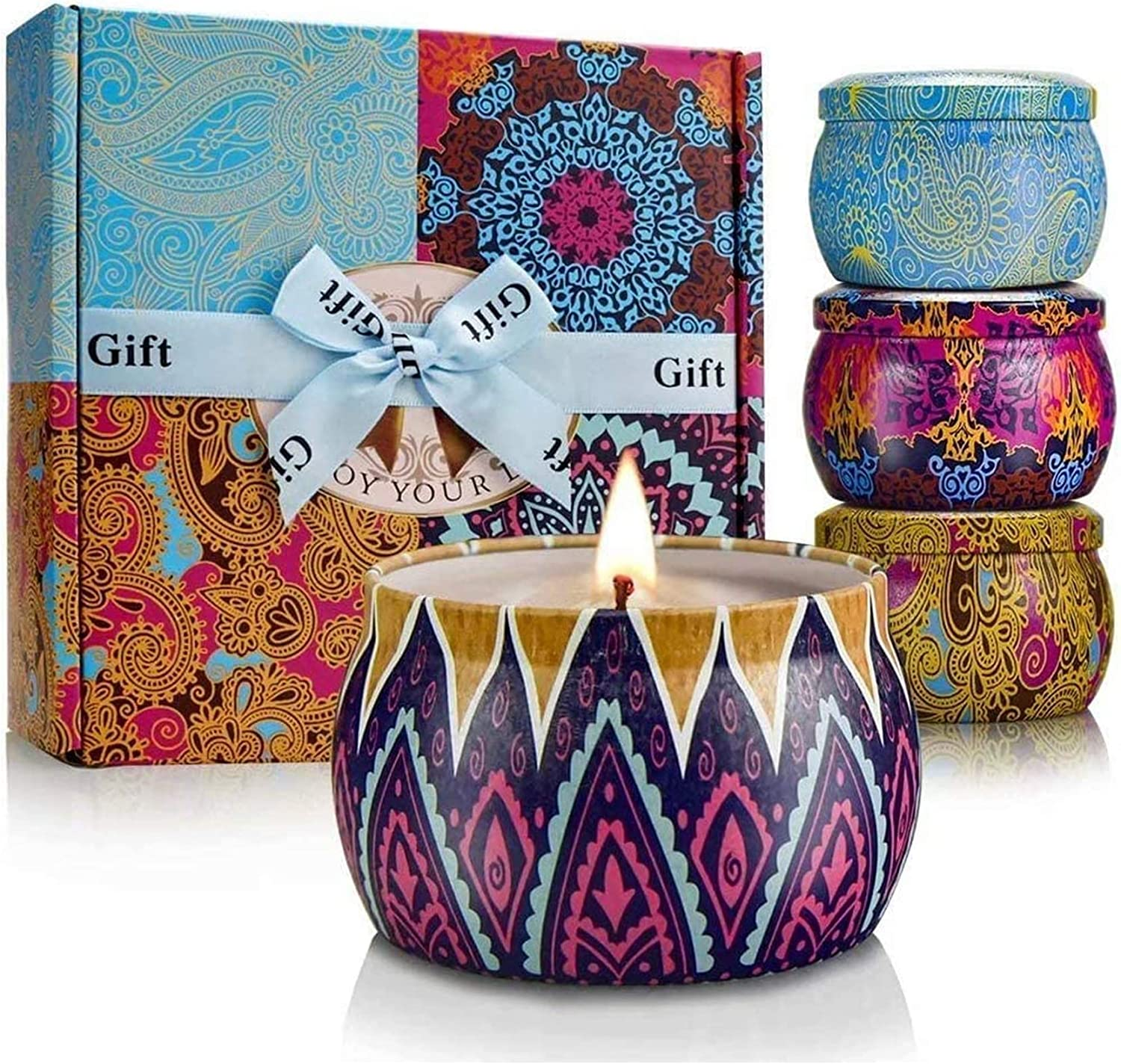 Scented Candles Gift Set, 8% Essential Oil, 4 Pack Aromatherapy Candle, Stress R
