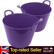 PACK OF 2 42L PURPLE FLEXI TUB / STORAGE / TRUG / GARDEN / HORSE / BUCKET