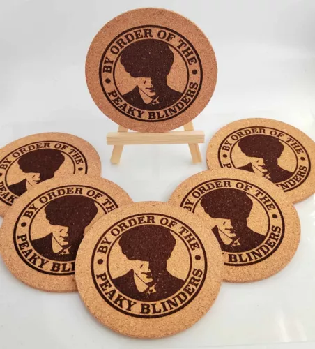 Lot De 6 Dessous De Verre En Liège Artisanal Peaky Blinders 