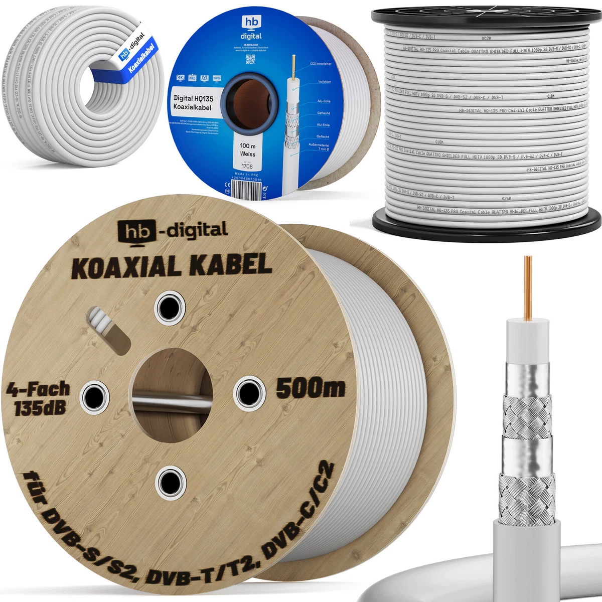 Stai Acquistando Cavo Coassiale Satellitare CCS Da 135dB 50m Schermatura A 5 Strati Bianco In Acciaio E Rame Per Impianti Dvb S S2 C T Bk Con 10 Connettori F Dorati 2 Inclusi 1043961814 - Foto 10