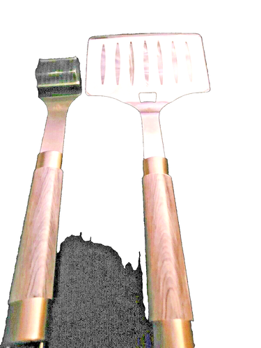 Set of Barbecue Cooking Utensils in Stainless Steel with wooden handles by HK - Picture 5 of 6