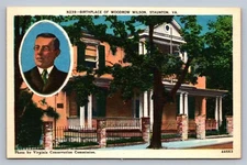 Postcard Virginia Staunton Woodrow Wilson Birthplace Exterior Linen    L555