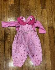 Vintage Rugged Bear Babygirl Pink Tulip Romper Set Sz 6mos