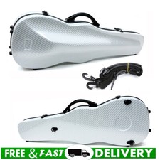 4/4 Full-Size White Carbon Fiber Violin Case: Equipped with Backstrap Hygrometer