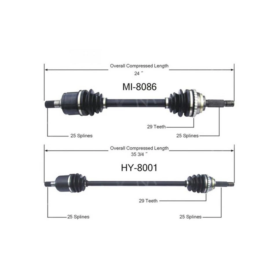 Surtrack CV Axle Shaft CV Joint Front Pair 2pcs for 1995-1999 Hyundai Accent - Imagem 2 de 4