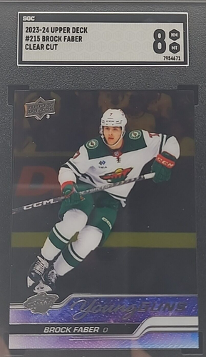 Brock Faber 2023-24 Upper Deck #215  Young Guns Clear Cut RC  - SGC 8 - Picture 1 of 10