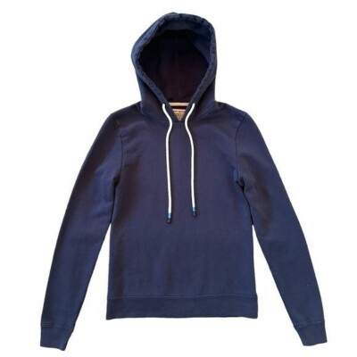 Tory Burch Sport Womens Thick Knit Cotton Hoodie Size XS Navy Sweatshirt Classic
